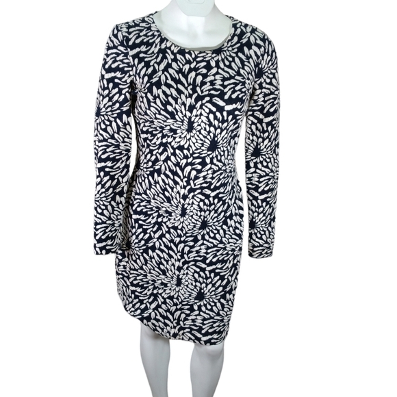 Badgley Mischka Belle Navy and Cream Midi Bodycon Dress size 8 EUC - Picture 2 of 9
